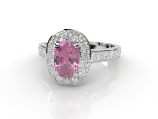 Natural Pink Sapphire and Diamond Halo Ring. Hallmarked Platinum (950)-05-0124-8929