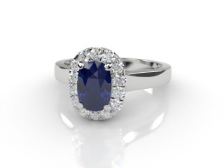 Natural Kanchanaburi Sapphire and Diamond Halo Ring. Hallmarked Platinum (950)-05-0147-8942