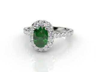 Natural Green Tourmaline and Diamond Halo Ring. Hallmarked Platinum (950)-05-0151-8927