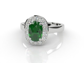 Natural Green Tourmaline and Diamond Halo Ring. Hallmarked Platinum (950)-05-0151-8928