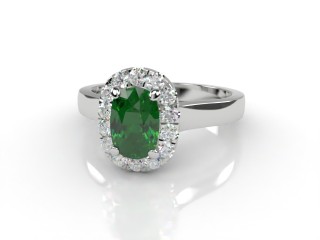 Natural Green Tourmaline and Diamond Halo Ring. Hallmarked Platinum (950)-05-0151-8942