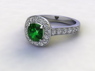 Natural Green Tourmaline and Diamond Halo Ring. Hallmarked Platinum (950)-05-0151-8952