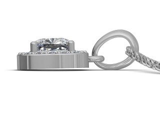 Platinum Diamond Halo Pendant & Chain - 6