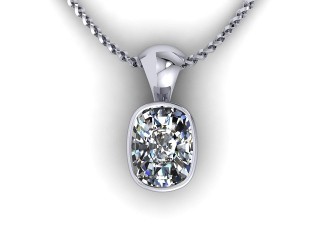 Platinum Cushion-Cut Diamond Pendant  - 6