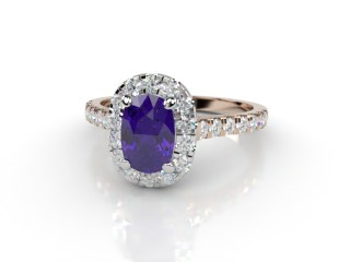 Natural Amethyst and Diamond Halo Ring. Hallmarked 18ct. Rose Gold-05-0412-8913