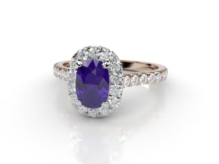 Natural Amethyst and Diamond Halo Ring. Hallmarked 18ct. Rose Gold-05-0412-8927