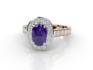 Natural Amethyst and Diamond Halo Ring. Hallmarked 18ct. Rose Gold-05-0412-8929