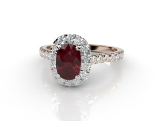 Natural Mozambique Garnet and Diamond Halo Ring. Hallmarked 18ct. Rose Gold-05-0417-8913