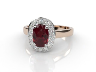 Natural Mozambique Garnet and Diamond Halo Ring. Hallmarked 18ct. Rose Gold-05-0417-8928