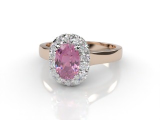 Natural Pink Sapphire and Diamond Halo Ring. Hallmarked 18ct. Rose Gold-05-0424-8942