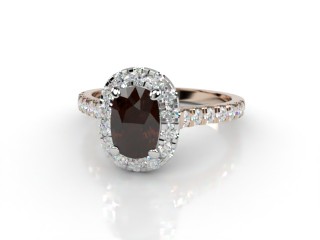 Natural Smoky Quartz and Diamond Halo Ring. Hallmarked 18ct. Rose Gold-05-0439-8913