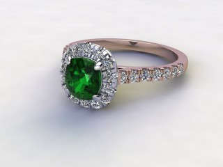 Natural Green Tourmaline and Diamond Halo Ring. Hallmarked 18ct. Rose Gold-05-0451-8953