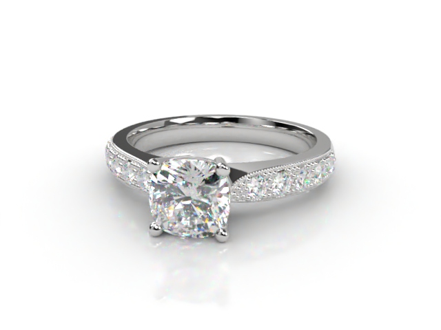 Engagement Ring: Diamond Band Cushion-Cut - Main Picture