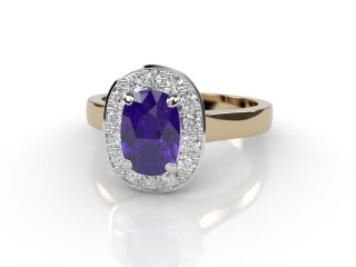 Natural Amethyst and Diamond Halo Ring. Hallmarked 18ct. Yellow Gold-05-2812-8928