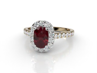 Natural Mozambique Garnet and Diamond Halo Ring. Hallmarked 18ct. Yellow Gold-05-2817-8927