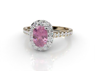 Natural Pink Sapphire and Diamond Halo Ring. Hallmarked 18ct. Yellow Gold-05-2824-8913
