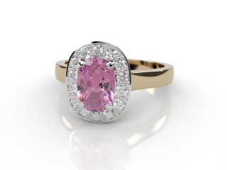 Natural Pink Sapphire and Diamond Halo Ring. Hallmarked 18ct. Yellow Gold-05-2824-8928