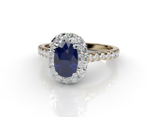 Natural Kanchanaburi Sapphire and Diamond Halo Ring. Hallmarked 18ct. Yellow Gold-05-2847-8913
