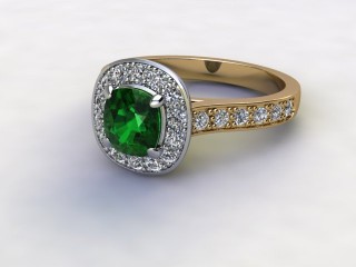 Natural Green Tourmaline and Diamond Halo Ring. Hallmarked 18ct. Yellow Gold-05-2851-8952