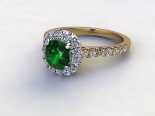 Natural Green Tourmaline and Diamond Halo Ring. Hallmarked 18ct. Yellow Gold-05-2851-8953