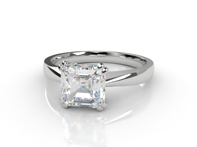 Certificated Asscher-Cut Diamond Solitaire Engagement Ring in Platinum - Main Picture