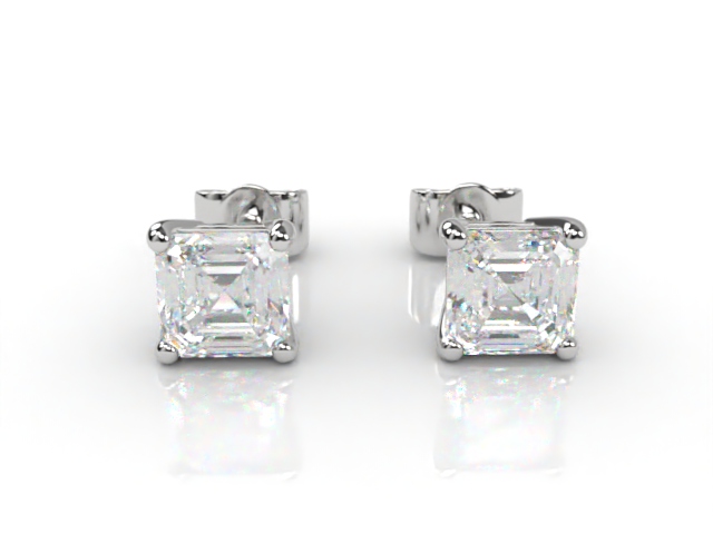 Platinum Classic 4 Claw Asscher Diamond Stud Earrings