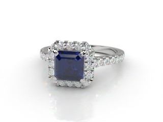 Natural Kanchanaburi Sapphire and Diamond Halo Ring. Hallmarked Platinum (950)-06-0147-8931