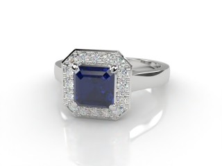 Natural Kanchanaburi Sapphire and Diamond Halo Ring. Hallmarked Platinum (950)-06-0147-8932