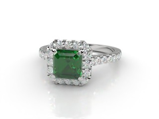 Natural Green Tourmaline and Diamond Halo Ring. Hallmarked Platinum (950)-06-0151-8931