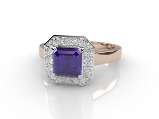 Natural Amethyst and Diamond Halo Ring. Hallmarked 18ct. Rose Gold-06-0412-8932