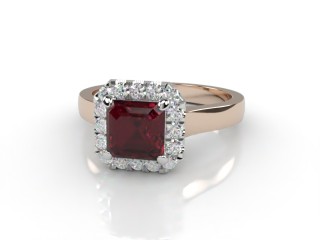 Natural Mozambique Garnet and Diamond Halo Ring. Hallmarked 18ct. Rose Gold-06-0417-8930