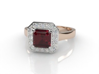 Natural Mozambique Garnet and Diamond Halo Ring. Hallmarked 18ct. Rose Gold-06-0417-8932