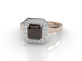 Natural Smoky Quartz and Diamond Halo Ring. Hallmarked 18ct. Rose Gold-06-0439-8932