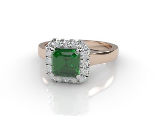 Natural Green Tourmaline and Diamond Halo Ring. Hallmarked 18ct. Rose Gold-06-0451-8930
