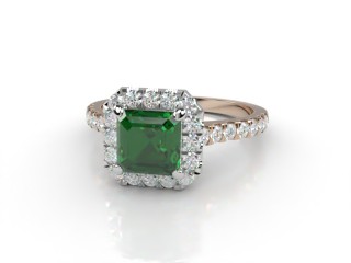 Natural Green Tourmaline and Diamond Halo Ring. Hallmarked 18ct. Rose Gold-06-0451-8931
