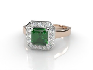 Natural Green Tourmaline and Diamond Halo Ring. Hallmarked 18ct. Rose Gold-06-0451-8932