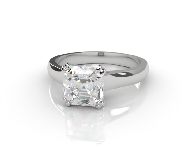 Certificated Asscher-Cut Diamond Solitaire Engagement Ring in 18ct. White Gold - Main Picture
