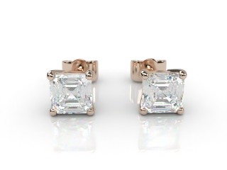 18ct. Rose Gold Classic 4 Claw Asscher Diamond Stud Earrings