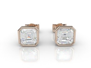 18ct. Rose Gold Rub-Over Asscher Diamond Stud Earrings-06-1420-0012