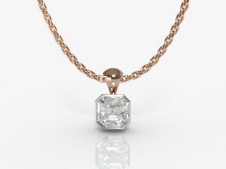 18ct. Rose Gold, Platinum Set Asscher-Cut Diamond Pendant -06-24914