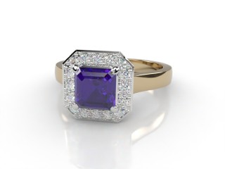 Natural Amethyst and Diamond Halo Ring. Hallmarked 18ct. Yellow Gold-06-2812-8932