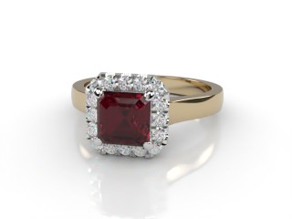 Natural Mozambique Garnet and Diamond Halo Ring. Hallmarked 18ct. Yellow Gold-06-2817-8930