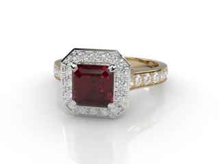 Natural Mozambique Garnet and Diamond Halo Ring. Hallmarked 18ct. Yellow Gold-06-2817-8933