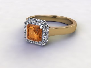 Natural Golden Citrine and Diamond Halo Ring. Hallmarked 18ct. Yellow Gold-06-2833-8930