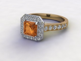 Natural Golden Citrine and Diamond Halo Ring. Hallmarked 18ct. Yellow Gold-06-2833-8933