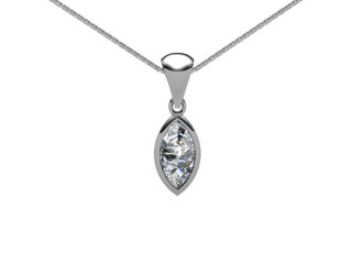 Platinum Marquise Diamond Pendant  - 9