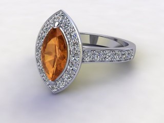 Natural Citrine and Diamond Halo Ring. Hallmarked Platinum (950)-07-0114-8935