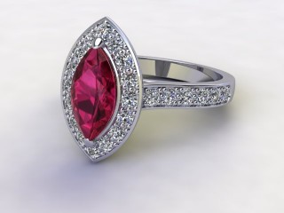 Natural Pink Sapphire and Diamond Halo Ring. Hallmarked Platinum (950)-07-0124-8935