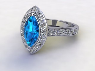 Natural Sky Blue Topaz and Diamond Halo Ring. Hallmarked Platinum (950)-07-0138-8935