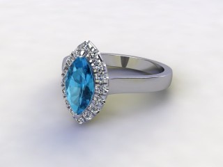 Natural Sky Blue Topaz and Diamond Halo Ring. Hallmarked Platinum (950)-07-0138-8937
